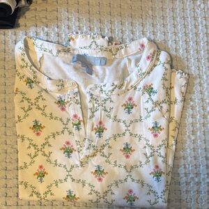 Hill House Floral Pajama Set - Cream and Pink
